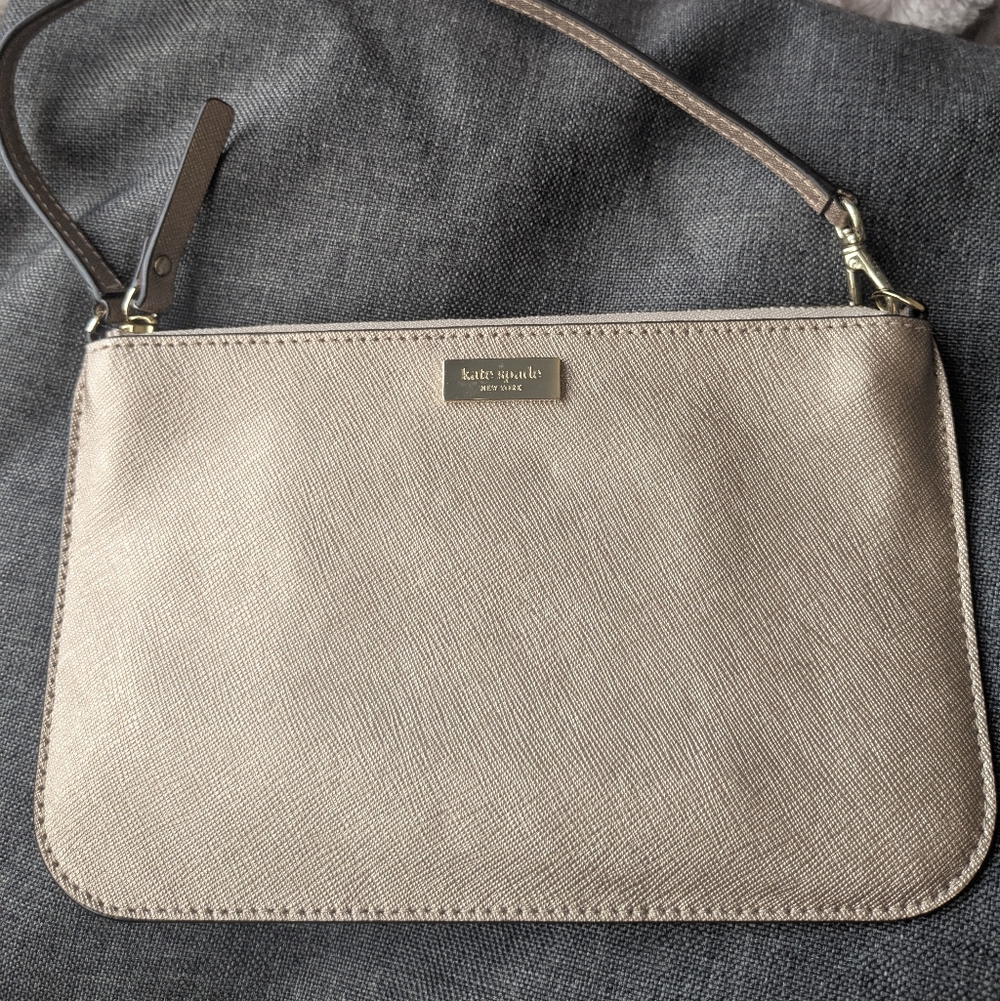 Kate Spade New York Rose Gold Saffiano Leather Large Wristlet Clutch Wallet